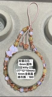 11.24-水晶吊飾：粉蛋白石（kitty+圓珠）+金髮晶