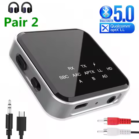 Bluetooth Receiver Transmitter BT 5.2 Aptx HD LL Adaptive RCA 3.5mm Jack AUX Wireless Audio Adapter 