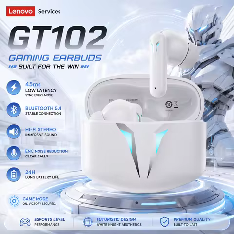 Lenovo GT102 Wireless Bluetooth Earphones Special For Gaming Lightweight Ergonomic Half Earbuds Long