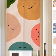 Customized Cartoon Partition Curtain Cotton Linen Curtain for Bedroom Living Room Long Door Curtain Half Curtain Velcro Hanging