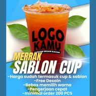 Sablon Cup Gelas Merak Custom 14oz 16oz 18oz 22oz Datar Free Desain