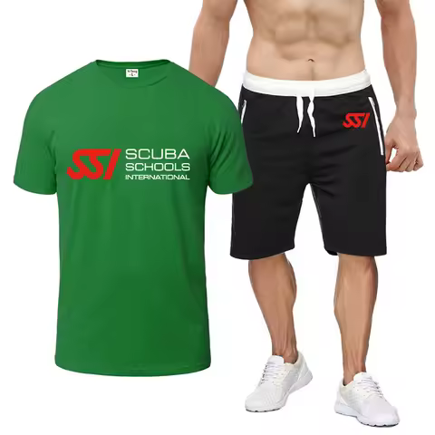 Scuba Diving Dive SSI 2024 Men' Summer Printing New Eight-Color Short-Sleeved Sets Comfortable T-shi