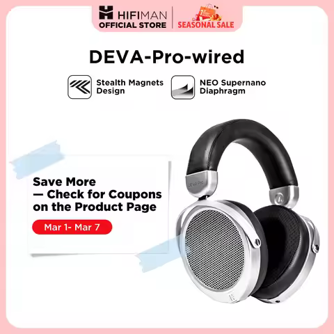 HIFIMAN Deva-Pro Over-Ear Open-Back Planar Magnetic Headphone with Stealth Magnets-Wired Version