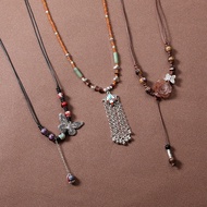 Butterfly Antique All-Match Sweater Chain Beaded Design Ethnic Style Ladies Autumn Winter Niche High