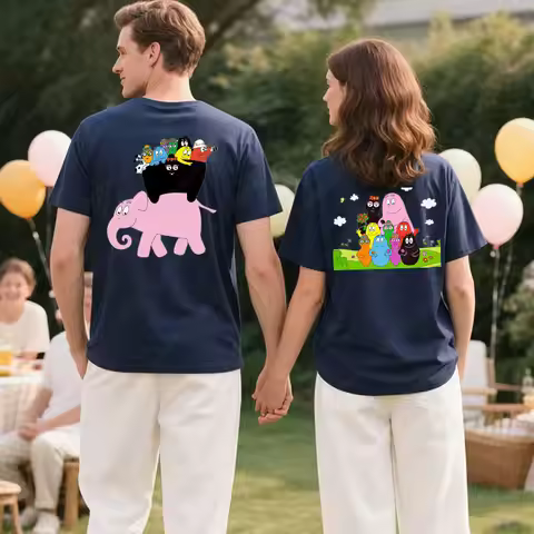 Kawaii Barbapapa Anime Tees Vintage 90s Cartoon Graphic Men Women TShirts House Party Costumes High 