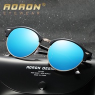 Aoron Eyewear Round Clubmaster Men Women Polarized Sunglass Spek Mata Cermin Mata Hitam Anti Silau G