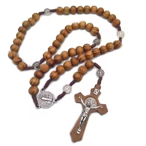Rosary Catholic Rosary Handmade Wooden Cross Religious Car Ornaments