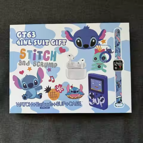 Hot Stitch Disney 4 In1 Suit Gift Gt63 Classic Watch Wireless Earbuds Sup Game Console Case Stitch S
