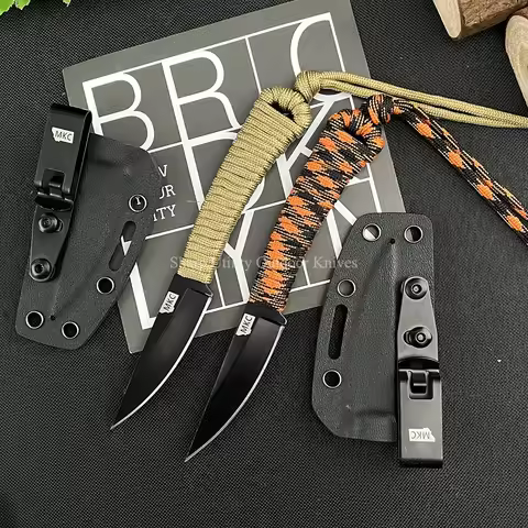 MKC 440C Blade Small Pocket Fixed Blade Knife with Sheath Ultra-sharp Hunting Camping Jungle Surviva