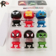 RL HW 6Pcs/Set Emoji Diffuse wei Shaking Head Toys Cartoon Funny Wobble Robot Ornaments Dolls Car De