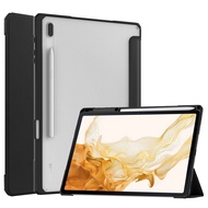 For Samsung Galaxy Tab S8 Plus 12.4"Tab S7 Plus Tab S7 FE SM-X800 X806 T970 T730 Transparent Cover With Pencil Holder