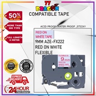 Compatible Tze-FX222 9mm Red on White Tape Label