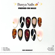 Busya Nails - Red Midnight Pressed On Nails False Nails Free Tools