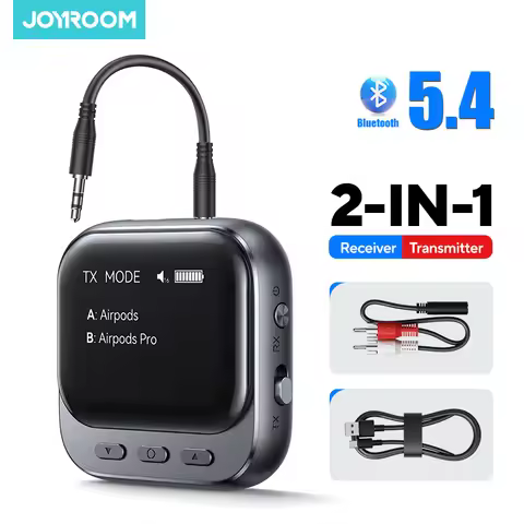 Joyroom Car Bluetooth 5.4 Receiver Transmitter 2-IN-1 AUX Car Bluetooth Adapter With LED Display TX/