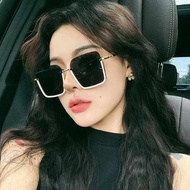 cermin mata glasses Cermin mata hitam pelindung matahari setengah bingkai wanita mewah, wajah bulat persegi, wajah nipis, anti-ultraviolet, cermin mata hitam peribadi, pasang surut