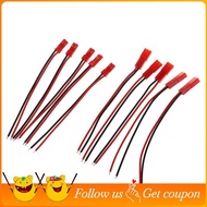 5 Pairs 22AWG 100mm Cable W 2Pin JST M F Plug for RC Battery Motor Connection