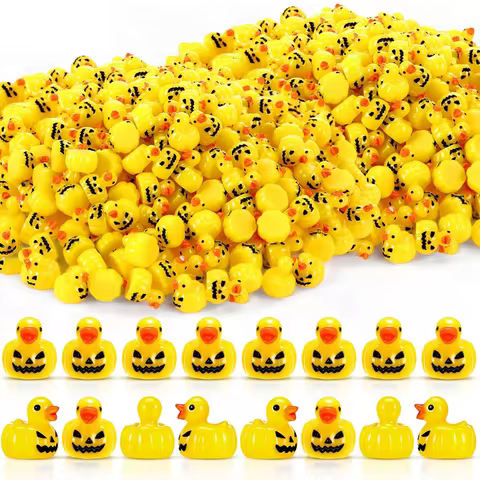 5/10pcs Halloween Mini Resin Ducks Miniature Pumpkin Ducks Figurines for Micro Landscape DIY Craft H