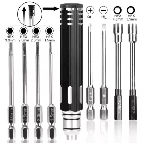8 in 1 Screwdriver Hobby Hardware Repair Tools Kit For RC Car Drone Plane Hex Philip Spanner Socket