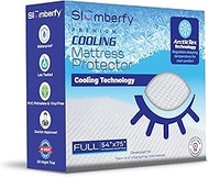 Full Size Waterproof Cooling Mattress Protector by Slumberfy - Premium Skin-Safe Cover, Natural Fabr