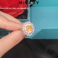 HILARY JEWELRY Citrine Perak Accessories Oval 純銀戒指 Cincin Women Ring Original Classic For Sterling Perempuan 925 Adjustable Silver Korean R2195