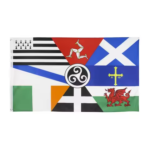 FLAGDOM 90x150cm European Pan Celtic Nations Flag Ireland Scotland Wales Brittany