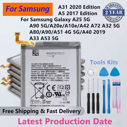 New Phone Battery for Samsung Galaxy A Series A25 A53 A33 5G A51 A32 A31 A90 A80 A40 A20e A10e, EB-B