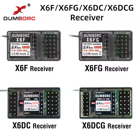 DUMBORC X6F/X6FG/X6DC/X6DCG 2.4G 6CH Radio Control System Receiver for X4 X5 X6 X6P Transmitter RC C