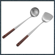 【P K R V】 Wok Spatula and Ladle Tool Set, 17 Inches Spatula for Wok, Stainless Steel Wok Spatula