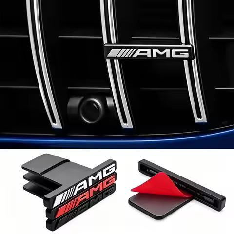3color 3D ABS Car AMG Sticker Mercedes Benz AMG Badge Logo Front Grille Emblem Decoration Decals Aut