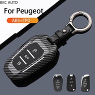 Carbon Fiber + ABS Key Cover Suitable for 2025 Peugeot 207 3008 208 308 2008 307 508 Equipment 408