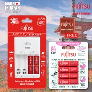 Fujitsu Eco Pack Standard Charger 2 Cells Lite 1000mAh AA + 4 Cells Lite 1000mAh AA Rechargeable Bat