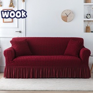 WOOK Sofa Cover High Stretch Seersucker Skirt All Inclusive Cover Soft Machine Washable Sofa Cover 1 2 3 Seat Chinese 2023 New Year 春节沙发垫 新春沙发垫