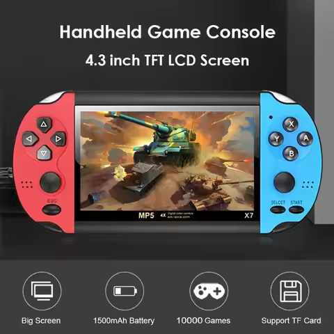 X7 4.3inch Handheld Game Console IPS Screen Video Game Player HD Game Console Built-in 10000 Games F
