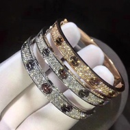 Cartier love Full Diamond Classic Bracelet 18k Rose Gold Wide Narrow Version Diamondless Diamond Cou