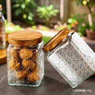 750ml Food storage container Retro begonia flower glass sealed jar candy snack storage jar Kitchen T