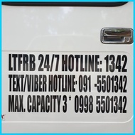 ﹊ ◵ ⊕  LTFRB 24/7 HOTLINE STICKER / MACHINE CUT VINYL STICKER