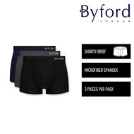 Byford Seluar Dalam Lelaki | (3 Pcs) Byford Mens Micromodal Spandex Shorty Briefs Underwear Assorted