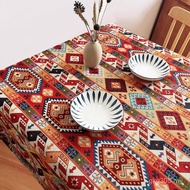 Red American Tablecloth Retro Light Luxury Cotton Linen Style Tablecloth  insc Moroccan Bohemian 6KY