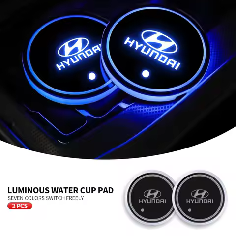 1/2 Pcs Car Luminous Coaster Non-Slip Mat For Hyundai Santa I30 IX35 Encino KONA Solaris Azera Grand