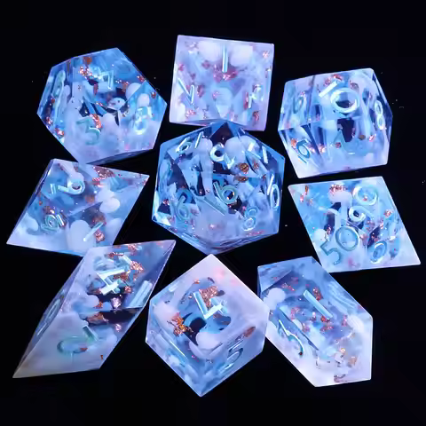 9 Polyhedral Resin D and D Set Dice Abyssal Tide Ascension