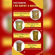 Paket Bundling Promo 1kg Dapat 4 Macam,Sebring Rafael+Telur Gabus Keju+Kerupuk Seblak Akar+Mie Gulun