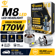 MODO M8 LED Headlight 170W 6000K for H1 H3 H4 H7 H11 9005 9006 Automotive Vehicles IP68 Waterproof H