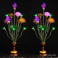 ️ZZBuddha Worshiping Lamp Plug-in HouseholdledColorful Glass Light Transfer Light Lotus Lamp Pilot Lamp Altar Amitabha