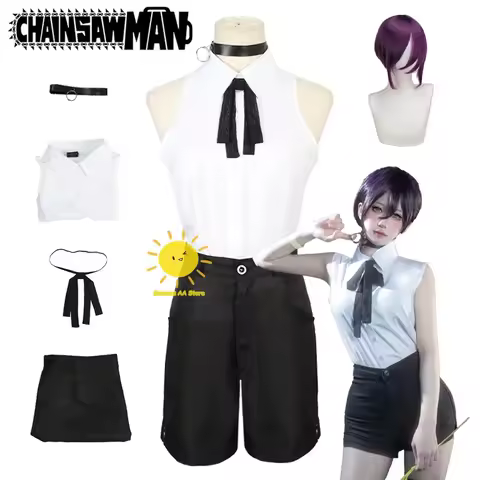 ❤️❤️❤️Anime Reze Cosplay Chainsaw Man Cosplay Costumes Reze Suit Purple Wig Chainsaw Man Halloween C