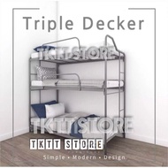 TKTT 3V Tower Triple Decker Bed Bunk Bed Single Size 3 Tiers Bed Frame Hostel Homestay Bed Frame Katil Besi 3 Tingkat
