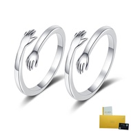 With Gra Certificate-18K Gold New S925 Silver Love Hug Ring Couple Ring