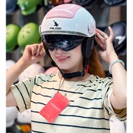 [Express] Falcon F14 Helmet [Bee] 3/4 White Pink Motorcycle Standard Acoustic Goggles - Spare Liner 