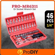 PRODIY PRO-MR6311 46pcs 1/4 Inch Socket Wrench Set Ratchet Wrench Set Repair Tool Kit Combination Sp