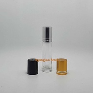 Roll On 10 Ml Clear Original Cap Silver Shiny Line / Glass Bottle / Perfume Bottle / Wind Oil Bottle