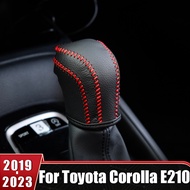 Leather For Toyota Corolla E210 2019-2021 2022 2023 Hybrid Car Gear Head Shift Knob Cover GearShift Collars Case Accessories